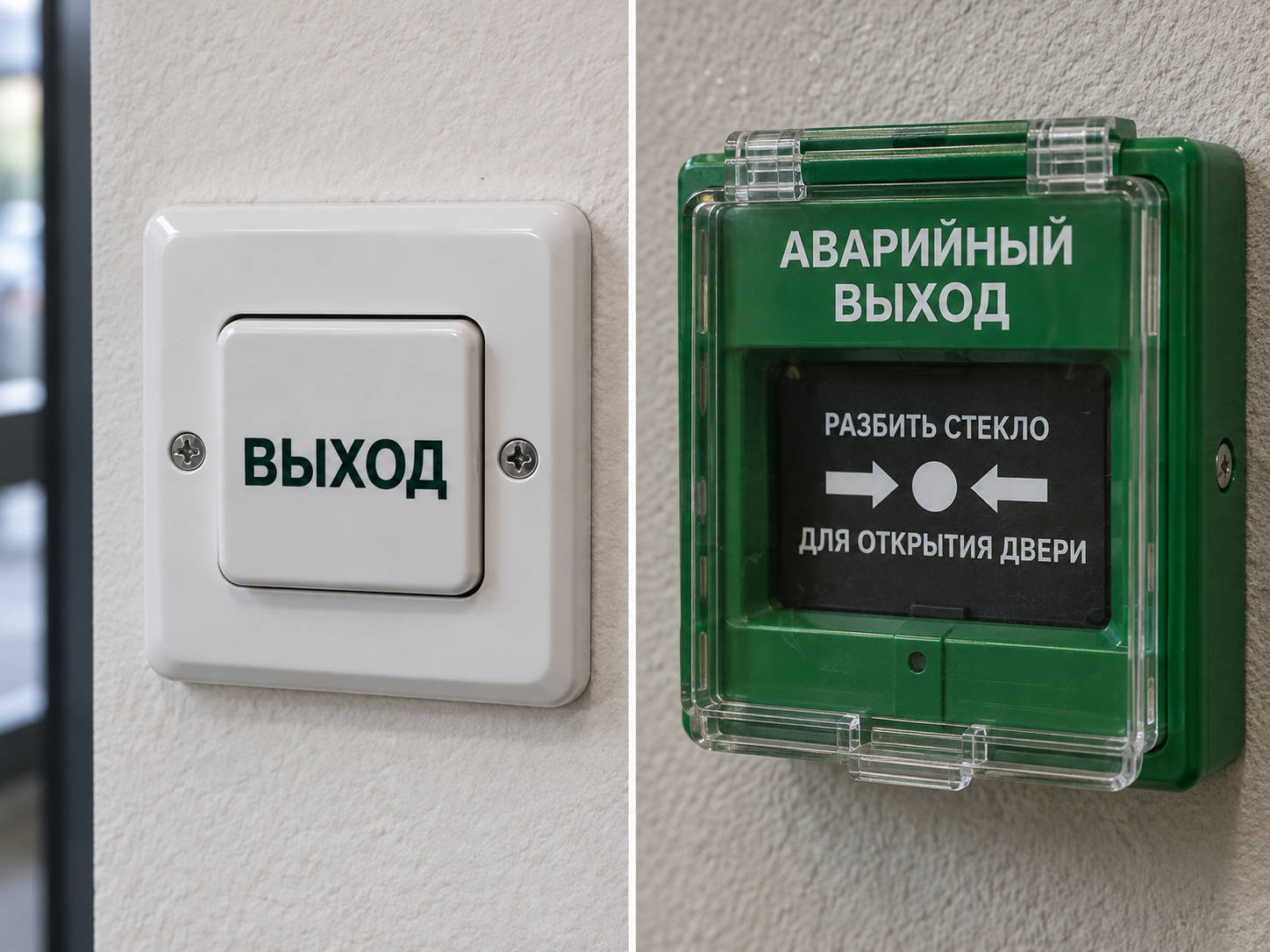Кнопка выхода и аварийная разблокировка